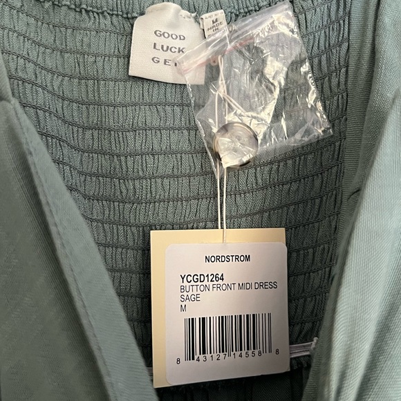 NWT | Good Luck Gem | Button Front Midi Dress in Sage | Size Medium - Picture 6 of 6